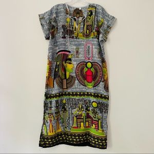 Egyptian Print Long Tunic / Summer Coverup